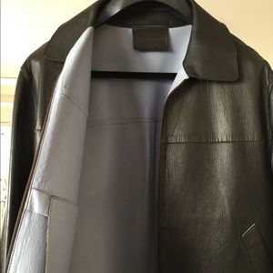 Prada Lazer cut leather jacket Signature blue
